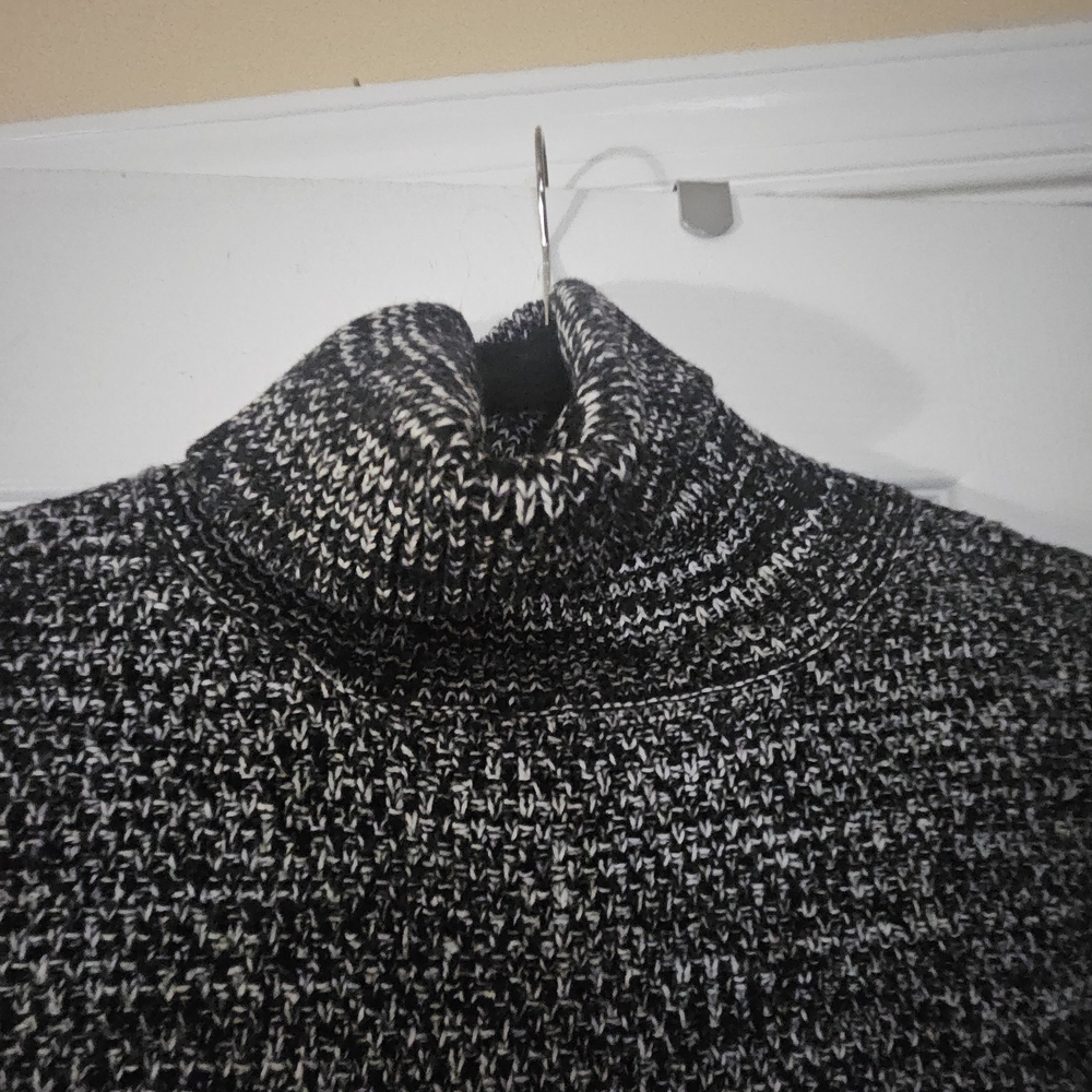 Black and White Turtleneck Sweater